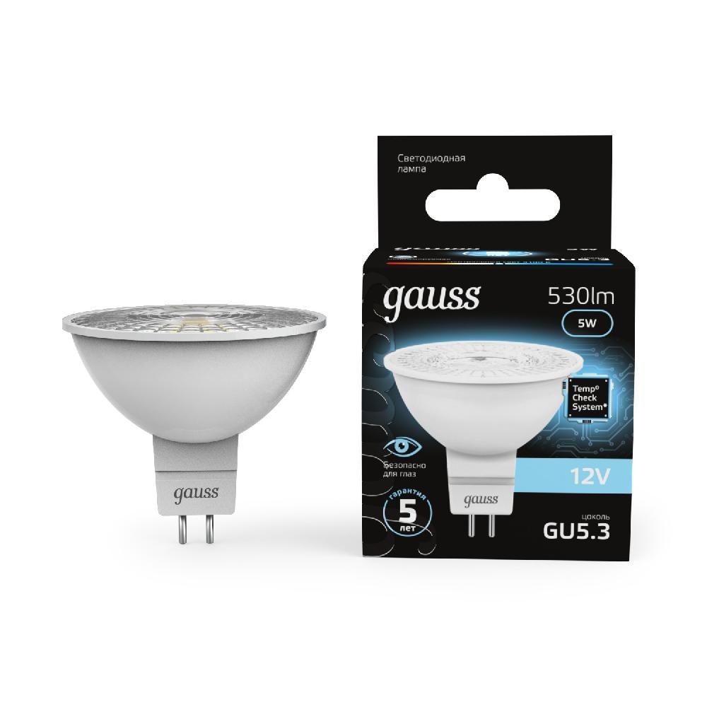 фото Лампа светодиодная MR16 12V 5W 530lm 4100K GU5.3 201505205 Gauss от магазина Моя Электрика