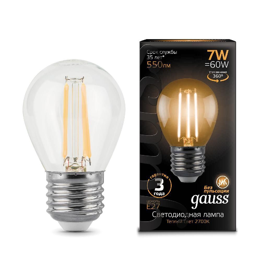фото Лампа светодиодная шар 7W 550lm 2700К Е27 105802107 Gauss Filament от магазина Моя Электрика