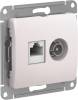 *Механизм розетки двойная ТВ + компьютерная RJ45, кат. 5Е Glossa перламутр GSL000689 SE