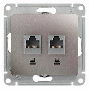 фото Механизм розетки комп. 2-ая Glossa RJ45+RJ45 платина GSL001285KK SE от магазина Моя Электрика