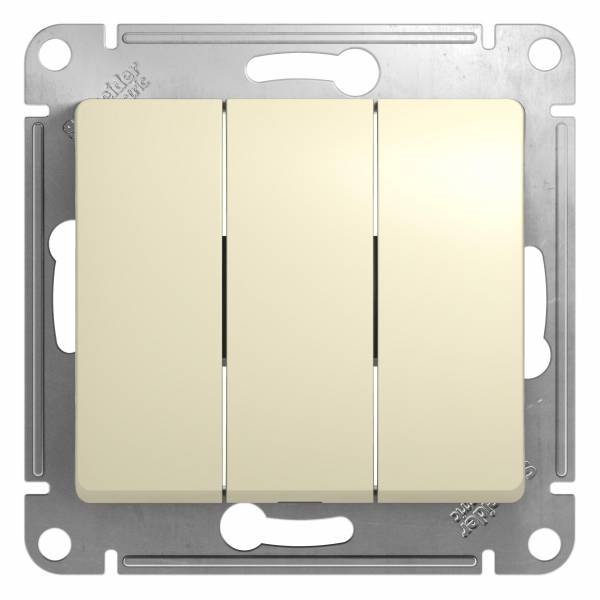 фото Механизм выключателя 3-кл. Glossa 10A бежевый GSL000231 SE от магазина Моя Электрика