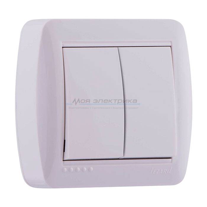 фото Выключатель 2-кл. ОП Демет белый Lezard 711-0200-101 от магазина Моя Электрика