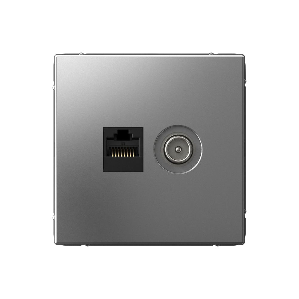 фото Механизм розетки компьютерная + телевизионная 2-м ArtGallery RJ45 + TV кат.5E сталь GAL000989 SE от магазина Моя Электрика