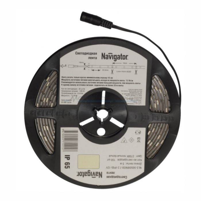 фото Лента светодиодная 12В 71 709 NLS-5050CW60-14.4-IP20-12V-Pro R5 6000K Navigator от магазина Моя Электрика