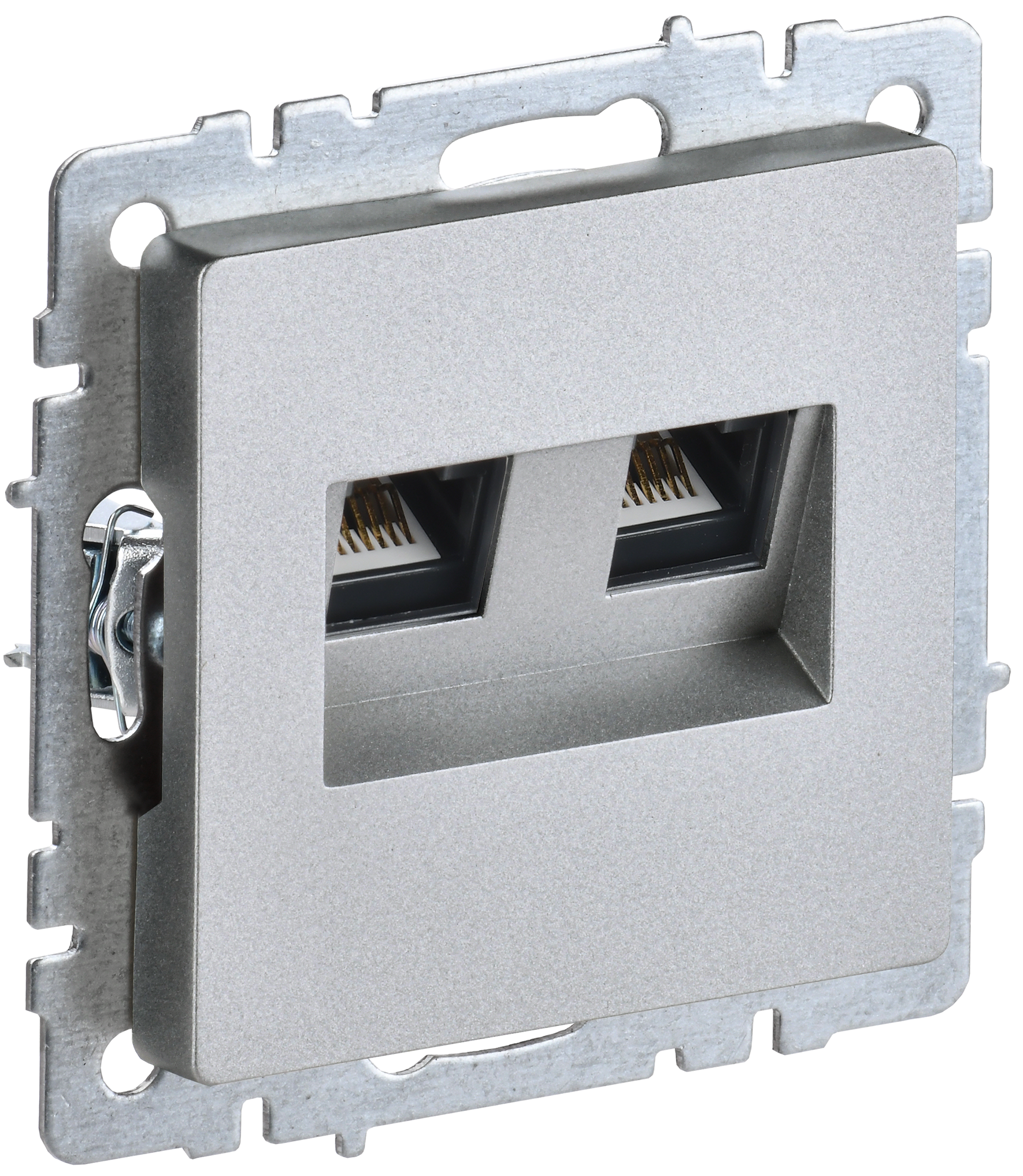 фото Механизм розетки двойная RJ11+RJ45 кат.5E Brite РК/Т12-БрА алюминий BR-KT20-O-1-K47 IEK от магазина Моя Электрика
