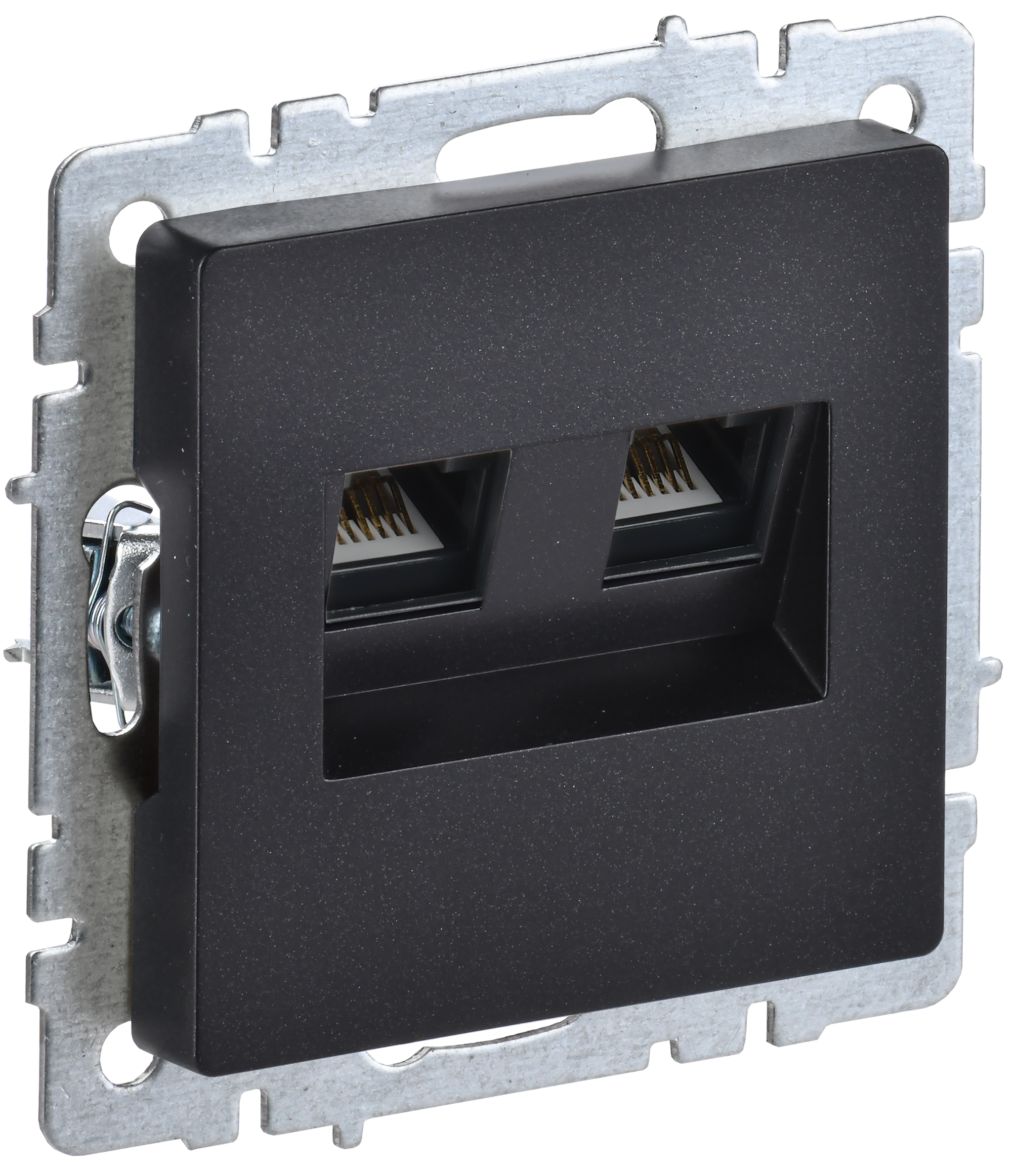 фото Механизм розетки компьютерная двойная RJ45 кат.5E Brite РК10-2-БрЧ черный BR-K20-1-K02 IEK от магазина Моя Электрика